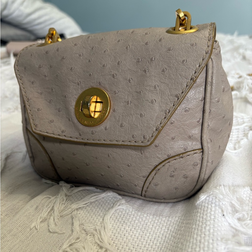 Marc Jacobs Taupe Bag with long gold chain